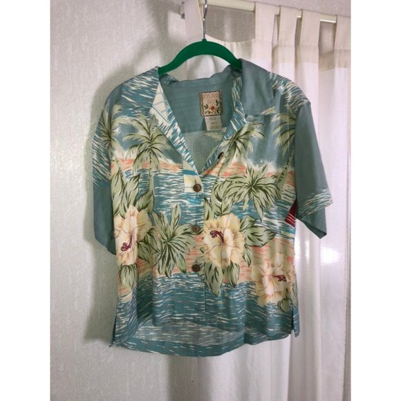 Vintage Silk Hawaiian Shirt & Wrap Skirt Size 6 - Picture 4 of 10